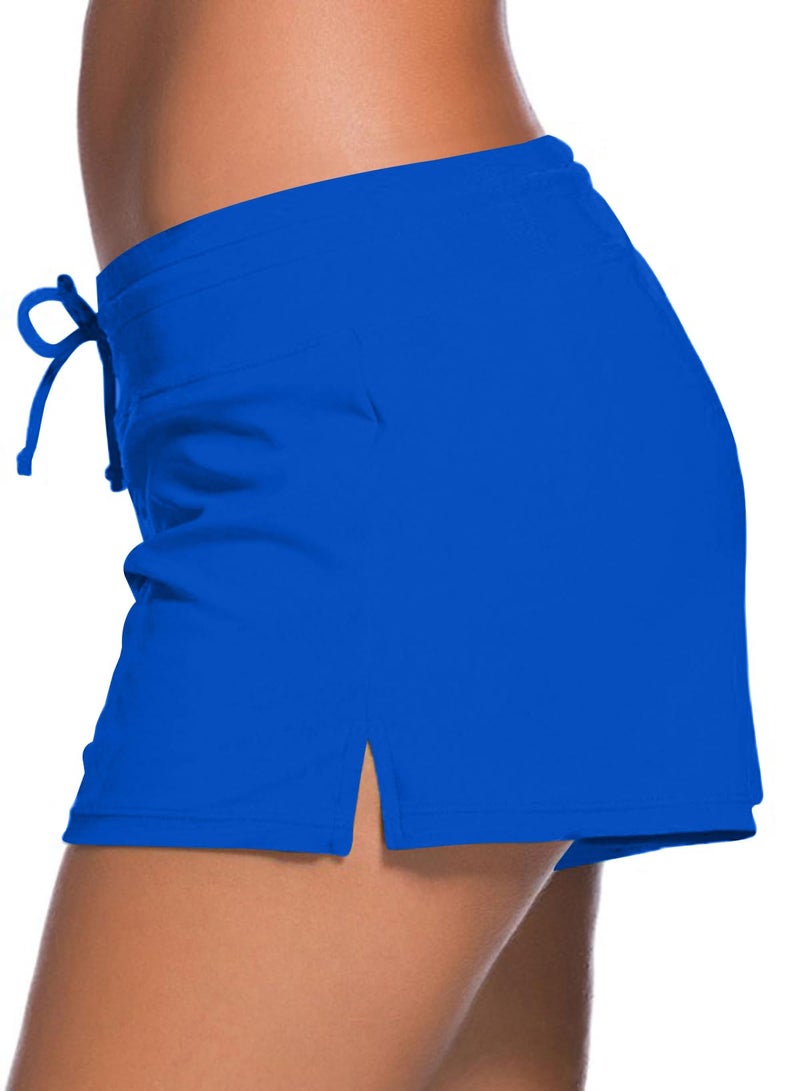 Aleumdr 3" Swim Shorts for Women - Sports Tankini Bottom Shorts with Side Split Waistband for Surfing Sail Summer Beach Swimwear Blue2 Medium - Image 3